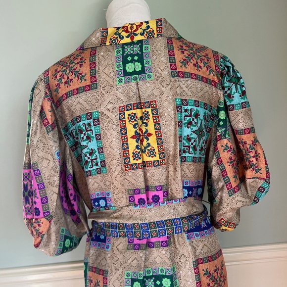 Pierre-Louis Mascia 100% Silk Dress, XL, Geometric Design, Maxi Dress - Picture 12 of 16